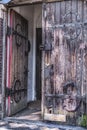 Old medieval double wooden door Royalty Free Stock Photo