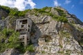 Old medieval fortress Golubac other side abandoned bulding from old mine, Serbia