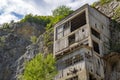 Old medieval fortress Golubac other side abandoned bulding from old mine, Serbia