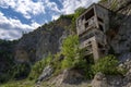 Old medieval fortress Golubac other side abandoned bulding from old mine, Serbia