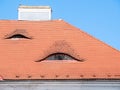 Old medieval house with red brick roof tiles Royalty Free Stock Photo