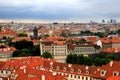 Old medieval houses, building, red tiled roofs in Prague, Czech Republic, panorama. Historical buildings in Prague Czechia Royalty Free Stock Photo