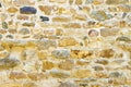 Old medieval italian stone wall, built with splitted blocks, recently restored