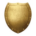Old metal medieval shield isolated on white. 3d illustration