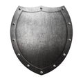 Old metal medieval shield isolated on white. 3d illustration