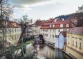 The old medieval mill-wheel on Chertovka channel in Mala Strana