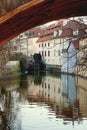 The old medieval mill-wheel on Chertovka channel