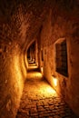 Old medieval prison underground corridor