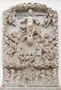 An old medieval relief depicting the Last Judgment, Final Judgment, Day of Reckoning biblical scene, apocalypse concept, doomsday