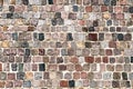 Old medieval restored stone wall texture background. Royalty Free Stock Photo