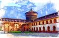 Old medieval Sforza Castle Castello Sforzesco, Milan, Italy. Royalty Free Stock Photo