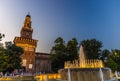 Old medieval Sforza Castle Castello Sforzesco and tower, Milan Royalty Free Stock Photo