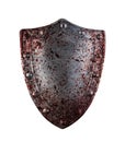 Old medieval shield in blood isolated on white background Royalty Free Stock Photo