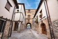 Old medieval street on October 11,2016 in the ancient medieval village of Covarrubias, Burgos, Spain.