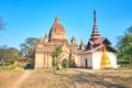Two generations of temples in Bagan, Myanmar Royalty Free Stock Photo