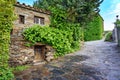 Old and medieval village street with stone houses and small entrance door. Patones de Arriba Madrid Royalty Free Stock Photo