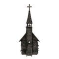 Old medieval wooden church with bell tower. 3D rendering isolated on white background Royalty Free Stock Photo