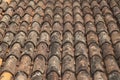 Old mediterranean ceramic tile roof close up Royalty Free Stock Photo