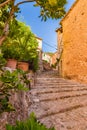 Street steps in famous village Fornalutx on Majorca island, Spain Royalty Free Stock Photo