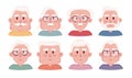 old men cartoon faces vector set, collection Royalty Free Stock Photo