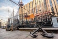 Old merchant boat in harbour in London, UK