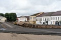 Russia, Valdai, August 2021. The central square of the city during reconstruction.