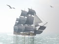 Old merchant ship - 3D render