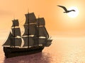 Old merchant ship - 3D render