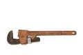 Old adjustable pipe wrench on a white background Royalty Free Stock Photo