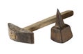 Old metal anvil for punching a hand scythe Royalty Free Stock Photo