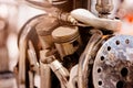 Old metal automobile engine parts. Royalty Free Stock Photo