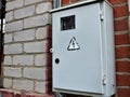 Iron street box with an electric meter inside Royalty Free Stock Photo