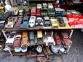 Old metal cars in sale at Dong Tai Lu street antique market in Shanghai China. Royalty Free Stock Photo