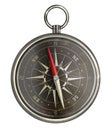 Old metal compass with black scale isolated