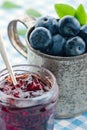 Old metal cup with fresh blueberries Royalty Free Stock Photo