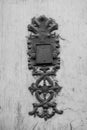Old metal decorative elements on a wooden door in Graz, Styria region, Austria Royalty Free Stock Photo