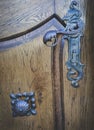 Old metal detail on a wooden door in the charming little town of Frohnleiten in the district of Graz-Umgebung, Styria region, Royalty Free Stock Photo