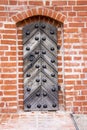 Old metal door in a brick wall on the castle Royalty Free Stock Photo