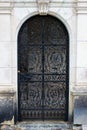 Old metal door with decorations at the Peles Castle in Sinaia city in Romania