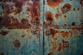 Old metal door detail close up. Grunge rusty metal texture Royalty Free Stock Photo
