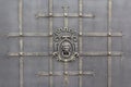 Old metal door detail with a lion head Royalty Free Stock Photo