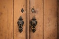 An old metal door handle knocker Royalty Free Stock Photo