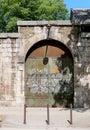 Old metal doors with graffiti in pula, Istria, Croatia