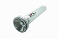 Old metal flashlight, silver torch Royalty Free Stock Photo