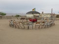 Old Metal Folding Chairs Arranged in a Circle at Bombay Beach, California Royalty Free Stock Photo