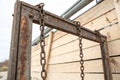 Old metal frame with chains Royalty Free Stock Photo