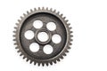 Old metal gear wheel or pinion part , Motorcycle Gear driven gear reduction ratio isolated on white background.clipping path