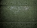 Old metal green military background with rivets