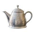 Old metal kettle isolated on white background. Vintage shabby dishes Royalty Free Stock Photo