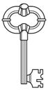 Old metal key line drawing. Mystery symbol Royalty Free Stock Photo